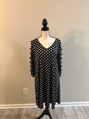 MSK Black Dress with White Polka Dots